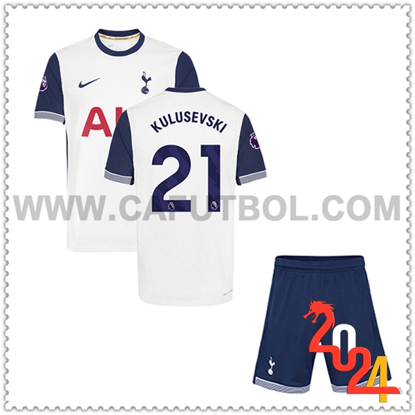 Primera Equipacion del Tottenham Hotspur KULUSEVSKI #21 Ninos 2024 2025