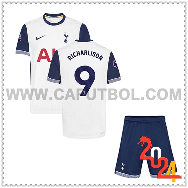 Primera Equipacion del Tottenham Hotspur RICHARLISON #9 Ninos 2024 2025