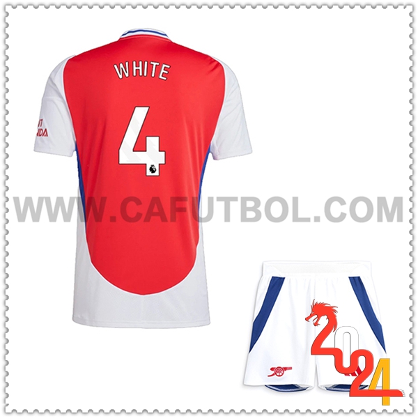 Primera Equipacion del Arsenal WHITE #4 Ninos 2024 2025