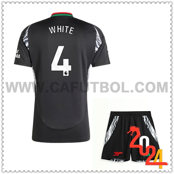 Segunda Equipacion del Arsenal WHITE #4 Ninos 2024 2025