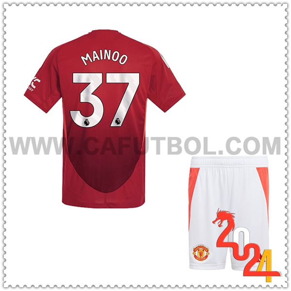 Primera Equipacion del Manchester United MAINOO #37 Ninos 2024 2025