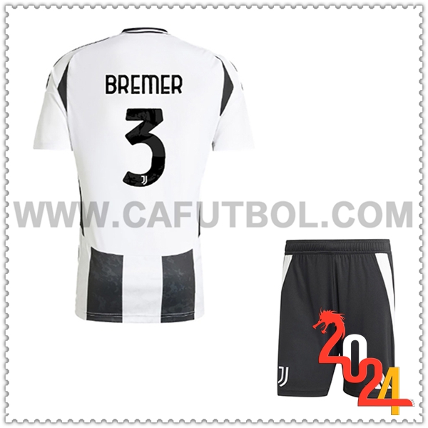 Primera Equipacion del Juventus BREMER #3 Ninos 2024 2025