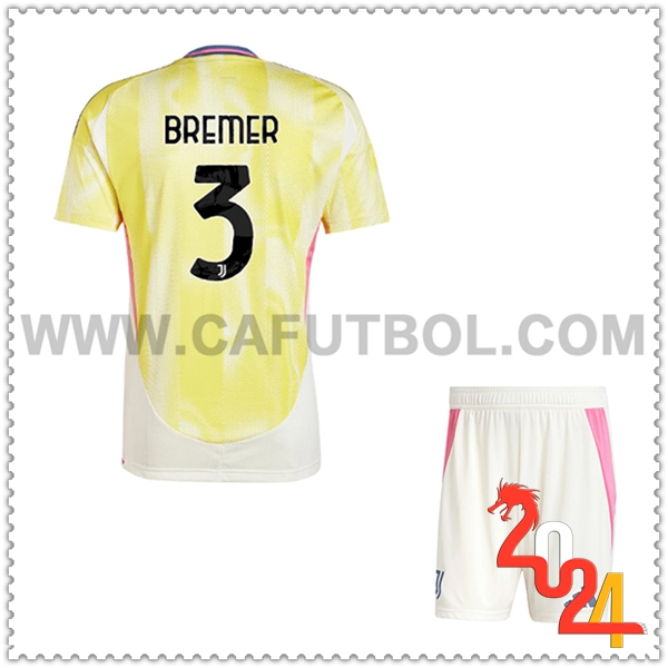 Segunda Equipacion del Juventus BREMER #3 Ninos 2024 2025