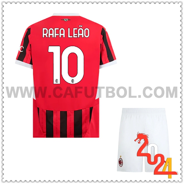 Primera Equipacion del AC Milan RAFAEL LEÃO #10 Ninos 2024 2025