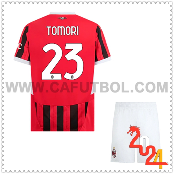 Primera Equipacion del AC Milan TOMORI #23 Ninos 2024 2025