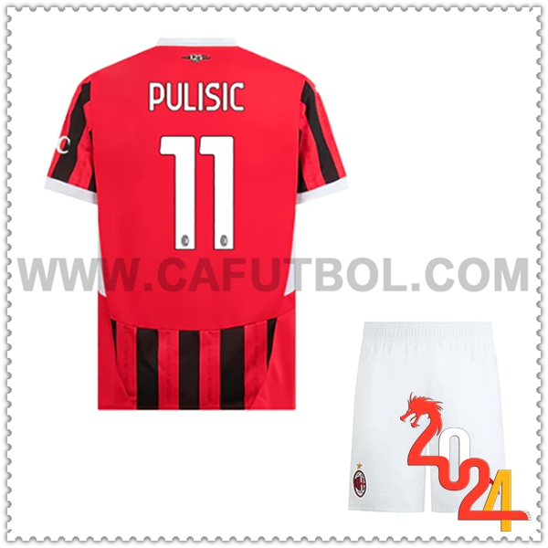 Primera Equipacion del AC Milan PULISIC #11 Ninos 2024 2025