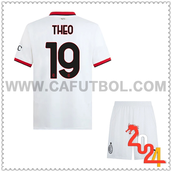 Segunda Equipacion del AC Milan THEO #19 Ninos 2024 2025