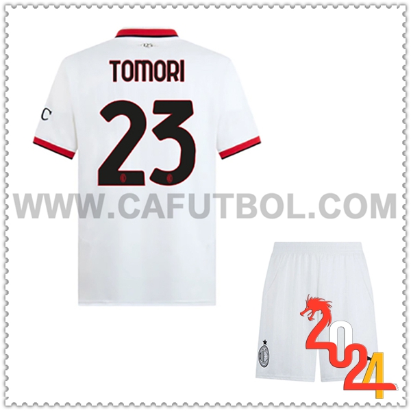 Segunda Equipacion del AC Milan TOMORI #23 Ninos 2024 2025