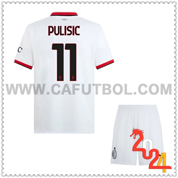 Segunda Equipacion del AC Milan PULISIC #11 Ninos 2024 2025