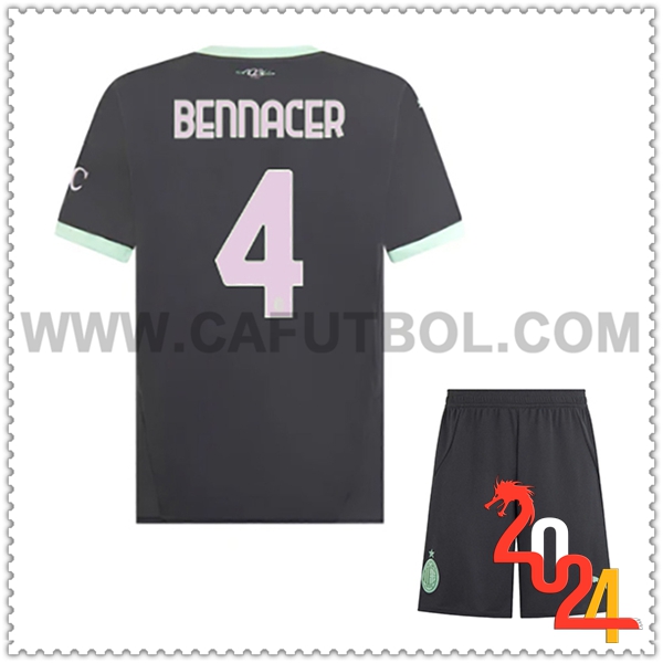 Tercero Equipacion del AC Milan BENNACER #4 Ninos 2024 2025