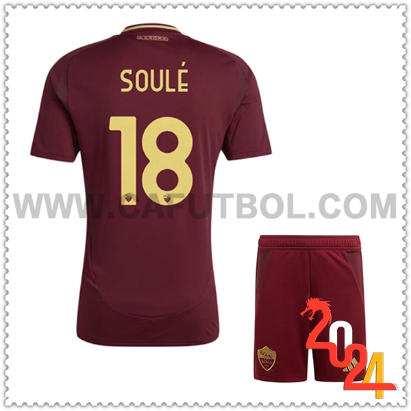 Primera Equipacion del AS Roma SOULÉ #18 Ninos 2024 2025