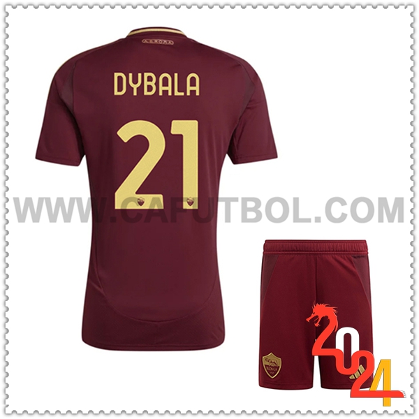 Primera Equipacion del AS Roma DYBALA #21 Ninos 2024 2025