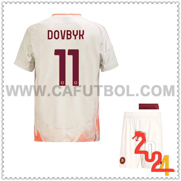 Segunda Equipacion del AS Roma DOVBYK #11 Ninos 2024 2025