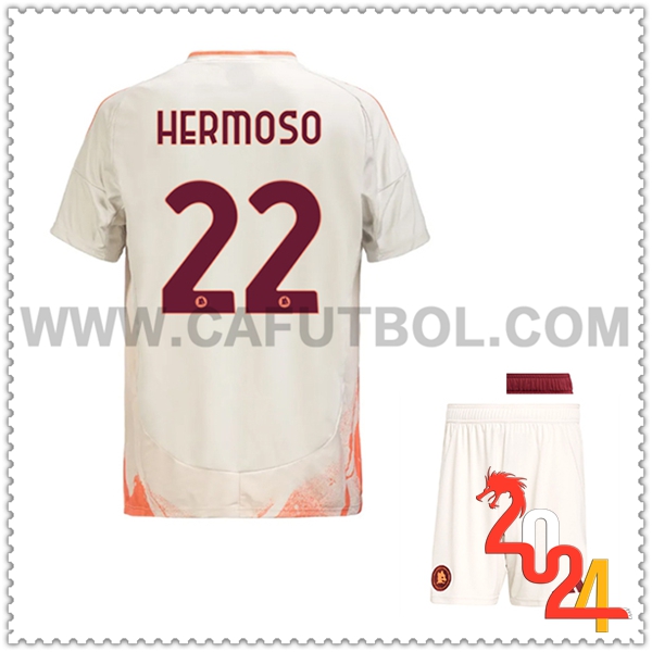 Segunda Equipacion del AS Roma HERMOSO #22 Ninos 2024 2025