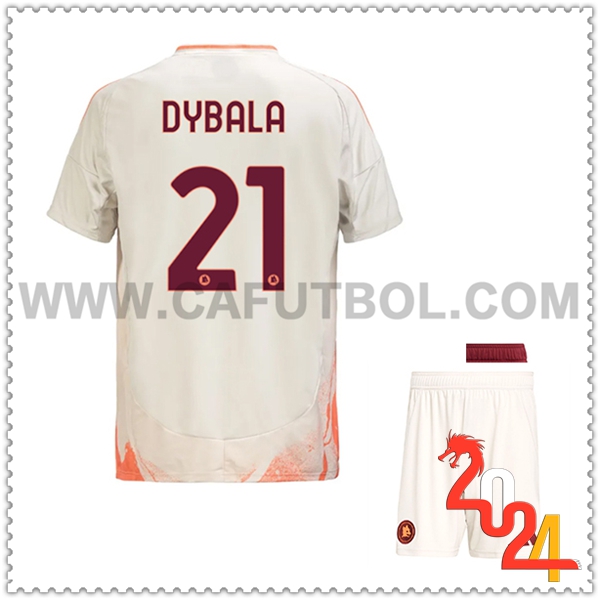 Segunda Equipacion del AS Roma DYBALA #21 Ninos 2024 2025