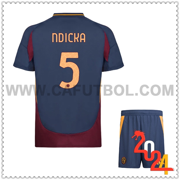 Tercero Equipacion del AS Roma NDICKA #5 Ninos 2024 2025