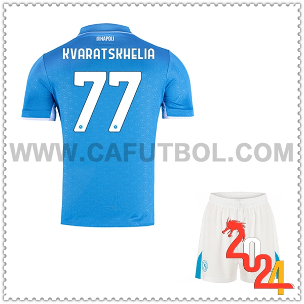 Primera Equipacion del SSC Napoles KVARATSKHELIA #77 Ninos 2024 2025