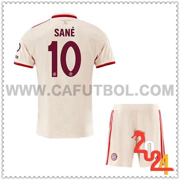 Equipacion del Bayern Munich SANÉ #10 Ninos Liga de Campeones 2024 2025