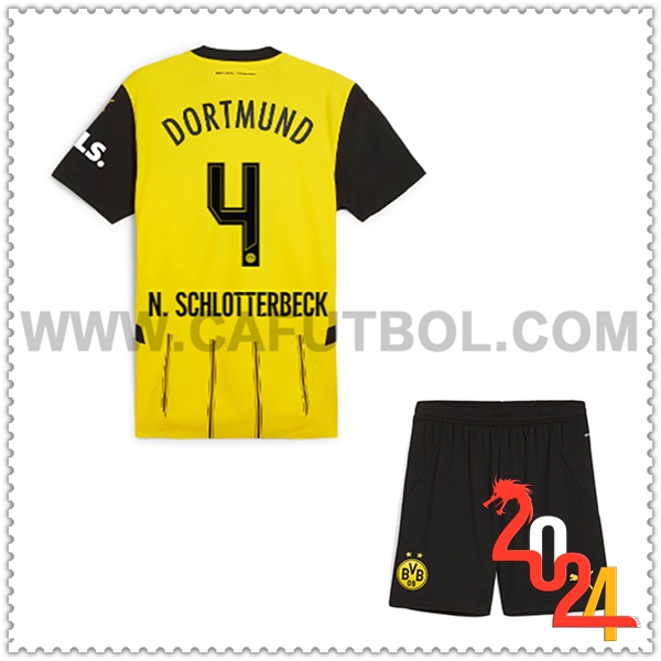 Primera Equipacion del Dortmund BVB N.SCHLOTTERBECK #4 Ninos 2024 2025