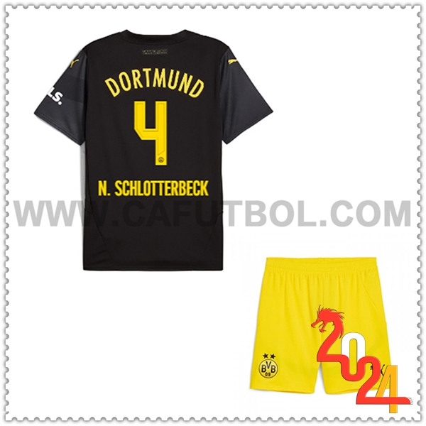 Segunda Equipacion del Dortmund BVB N.SCHLOTTERBECK #4 Ninos 2024 2025