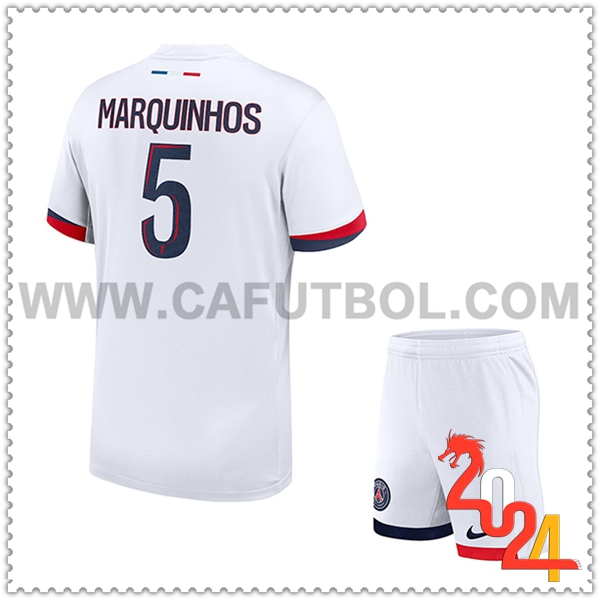 Segunda Equipacion del PSG MARQUINHOS #5 Ninos 2024 2025