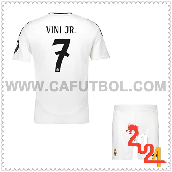 Primera Equipacion del Real Madrid VINI JR. #7 Ninos 2024 2025