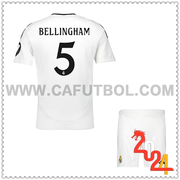 Primera Equipacion del Real Madrid BELLINGHAM #5 Ninos 2024 2025