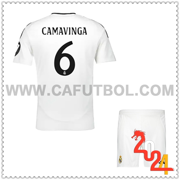 Primera Equipacion del Real Madrid CAMAVINGA #6 Ninos 2024 2025