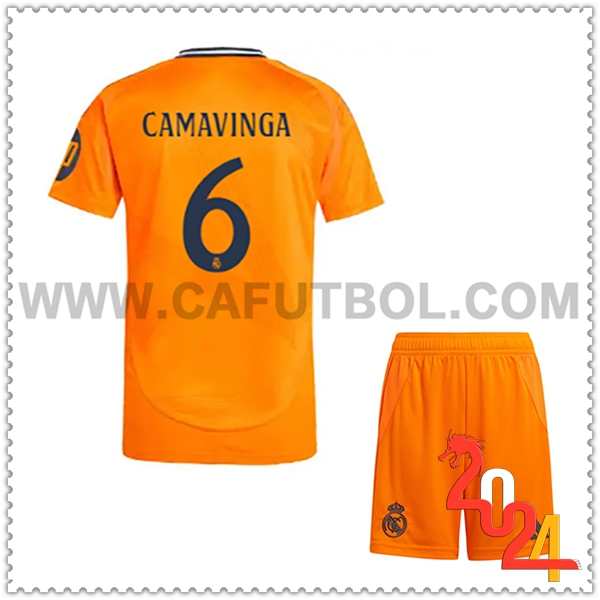 Segunda Equipacion del Real Madrid CAMAVINGA #6 Ninos 2024 2025