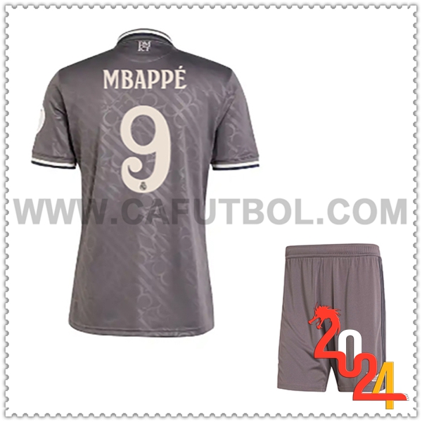 Tercero Equipacion del Real Madrid Mbappé #9 Ninos 2024 2025