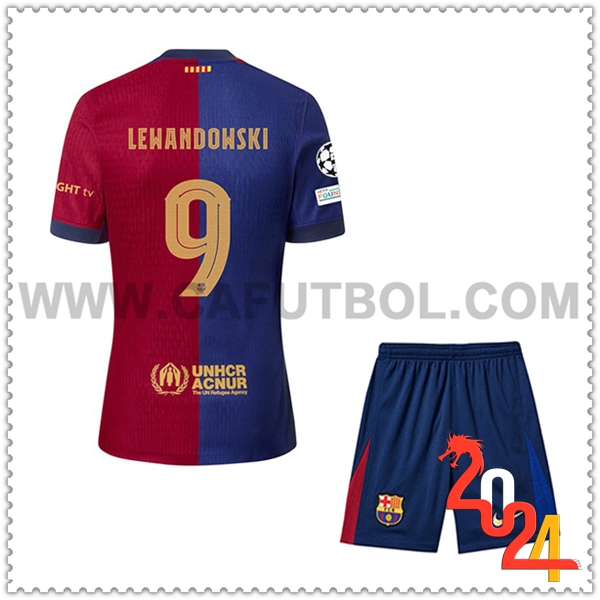 Primera Equipacion del FC Barcelona LEWANDOWSKI #9 Ninos 2024 2025