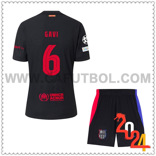 Segunda Equipacion del FC Barcelona GAVI #6 Ninos 2024 2025