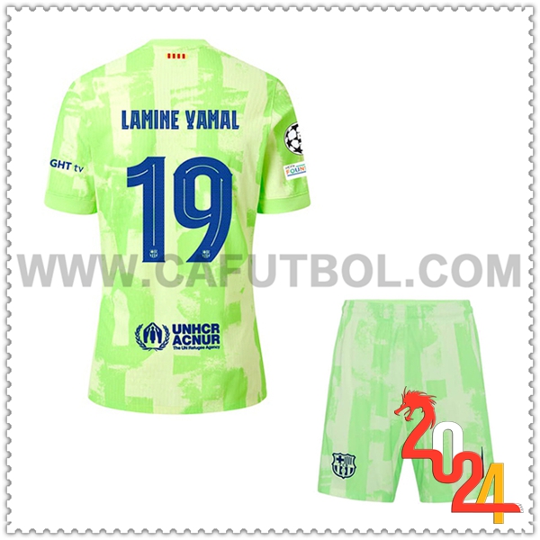 Tercero Equipacion del FC Barcelona LAMINE YAMAL #19 Ninos 2024 2025