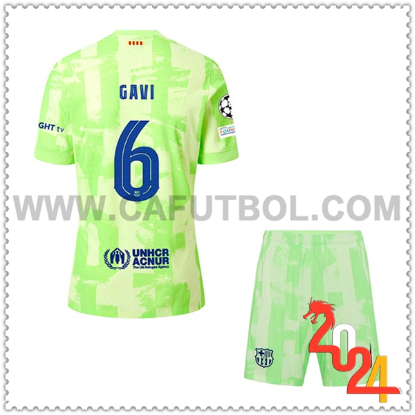 Tercero Equipacion del FC Barcelona GAVI #6 Ninos 2024 2025