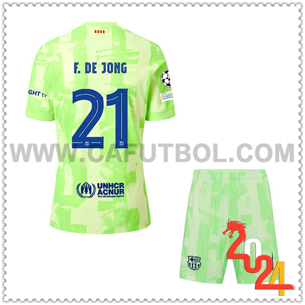 Tercero Equipacion del FC Barcelona F.DE JONE #21 Ninos 2024 2025