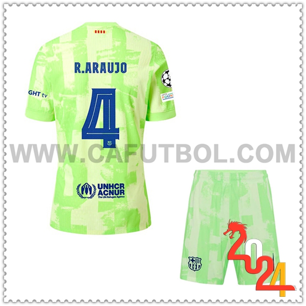 Tercero Equipacion del FC Barcelona R.ARAUJO #4 Ninos 2024 2025