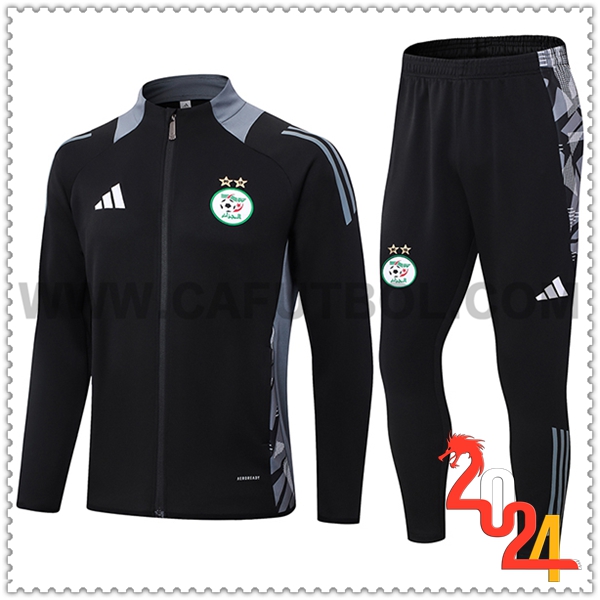 Chandal Chaquetas Futbol Algeria Negro/Gris 2024 2025