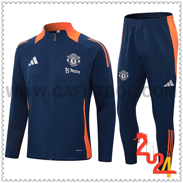 Chandal Chaquetas Futbol Manchester United Azul/Naranja 2024 2025