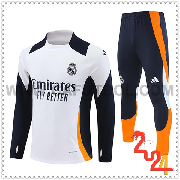 Chandal Futbol Real Madrid Blanco/Negro/Naranja 2024 2025