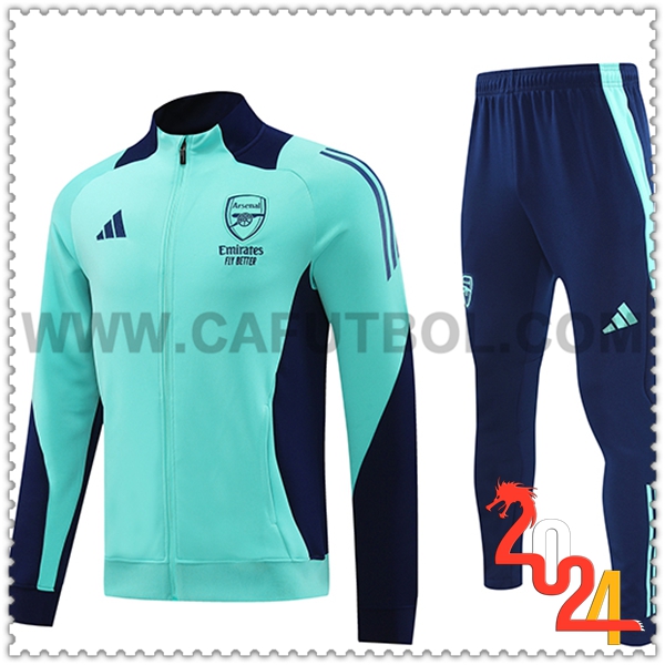 Chaqueta Con Capucha Chandal Arsenal Verde/Azul 2024 2025