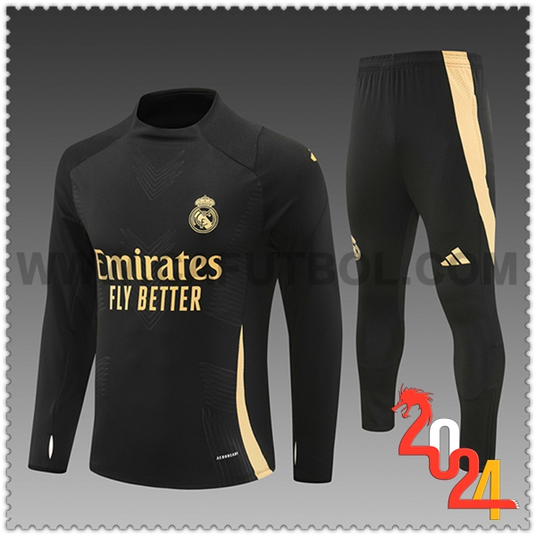 Chandal Futbol Real Madrid Ninos Negro/Amarillo 2024 2025 -03