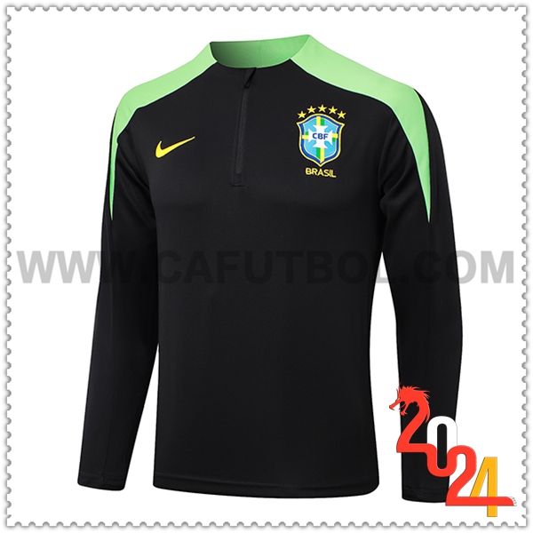 Sudadera Entrenamiento Brasil Negro/Verde 2024 2025