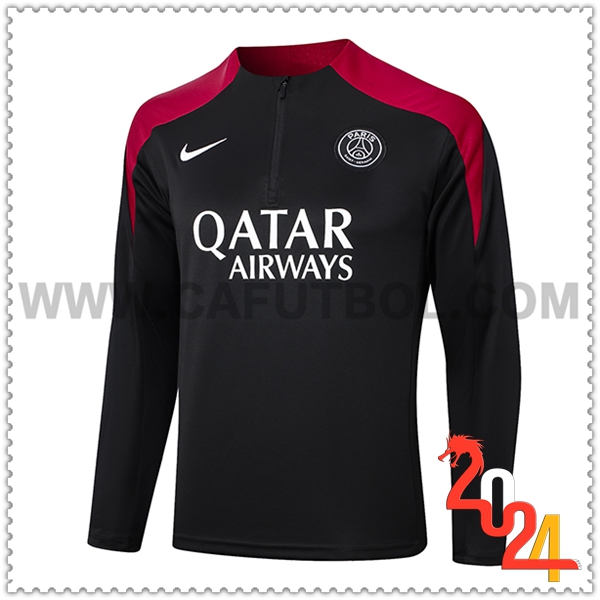 Sudadera Entrenamiento PSG Negro/Rojo 2024 2025