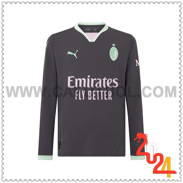 Tercero Nuevo Camiseta AC Milan Mangas largas 2024 2025