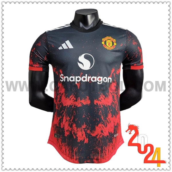 Camiseta Futbol Manchester United Negro/Rojo Edicion especial 2024 2025