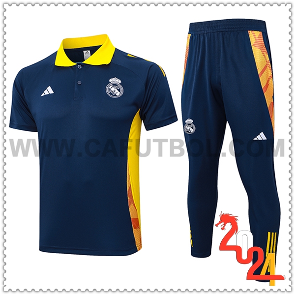 Camiseta Polo Real Madrid Azul/Amarillo 2024 2025