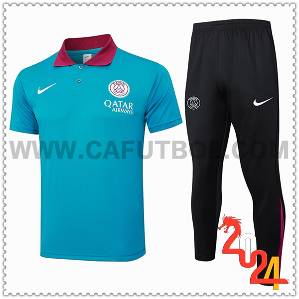 Camiseta Polo PSG Azul/Rojo 2024 2025