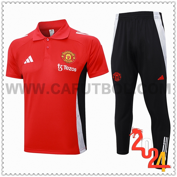 Camiseta Polo Manchester United Rojo/Negro/Blanco 2024 2025