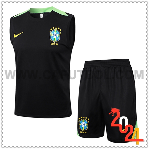 Camiseta Entrenamiento sin mangas Brasil Negro/Verde 2024 2025