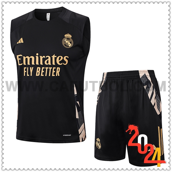 Camiseta Entrenamiento sin mangas Real Madrid Negro/Amarillo 2024 2025 -02